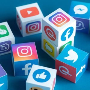 Kyiv, Ukraine - September 5, 2019: A paper cubes collection with printed logos of world-famous social networks and online messengers, such as Facebook, Instagram, YouTube, Telegram and others.