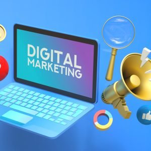 Digital Marketing Social Media Megaphone Concept